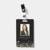 Zwarte ID Badge met Wilde Bloemenweide (Voorzijde met clip)
