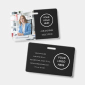 Zwarte ID-kaart Bedrijfsemployee-badge Modern Badge (Voor- en achterkant)
