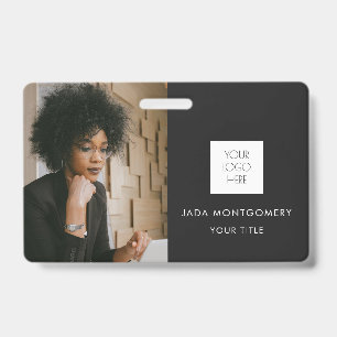 Zwarte ID-kaart   Modern minimalistische foto en l Badge