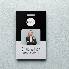Zwarte ID-kaart | Zakelijk logo Werknemersfoto Badge