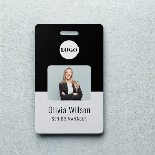 Zwarte ID-kaart Zakelijk logo Werknemersfoto Badge