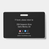 Zwarte identiteitskaart | Modern minimalistische o Badge (Achterkant)