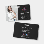 Zwarte identiteitskaart | Modern minimalistische o Badge (Voor- en achterkant)