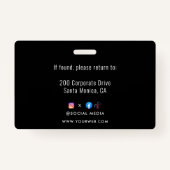 Zwarte identiteitskaart | Modern minimalistische o Badge (Achterkant)