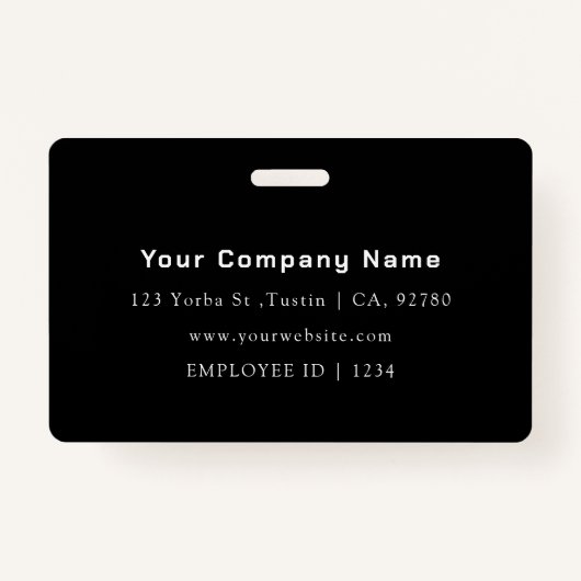 Zwarte identiteitskaart | Modern minimalistische o Badge (Achterkant)