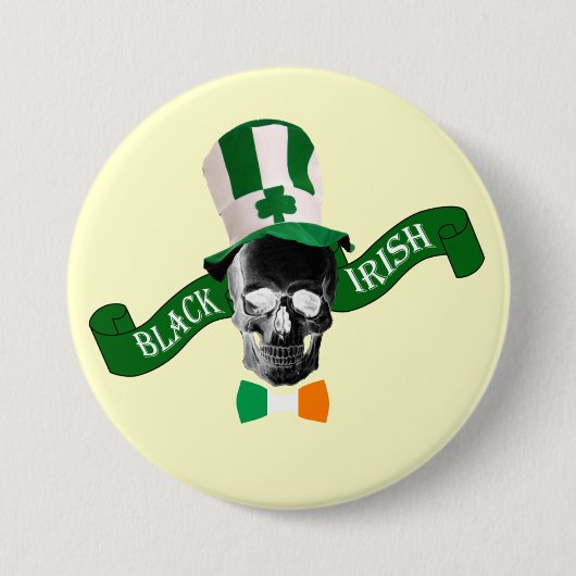 Zwarte Ierse St. Patrick's day Ronde Button 7,6 Cm (Voorkant)