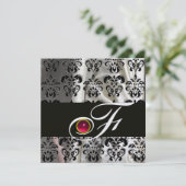 ZWARTE IJDEN ZIJDE DAMAST STOF MONOGRAM ROZE ROBIJ KAART (Staand voorkant)