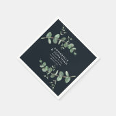 Zwarte-ijselegante eucalyptusbladerbruiloft servet (Hoek)