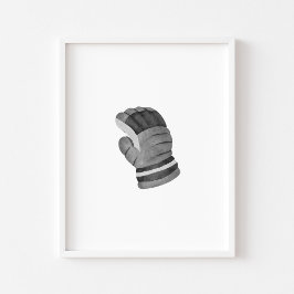 Zwarte IJshockey handschoenen muur kunst Poster