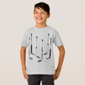 Zwarte ijshockeykeepersticks voor jeugd t-shirt (Voorkant volledig)