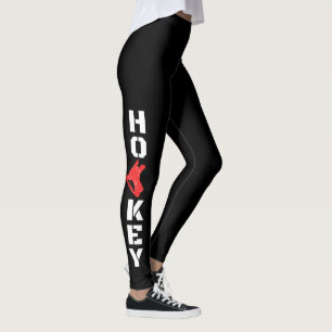 Zwarte ijshockeyleggings - rood schaats leggings