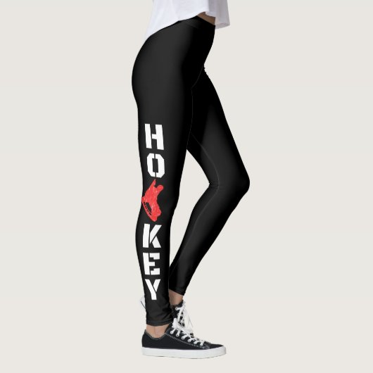 Zwarte ijshockeyleggings - rood schaats leggings (Rechts)