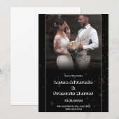 Zwarte illustratie bruiloft uitnodiging (Voorkant / Achterkant)