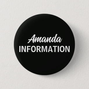 Zwarte informatievrijwilliger ronde button 5,7 cm
