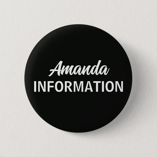 Zwarte informatievrijwilliger ronde button 5,7 cm (Voorkant)