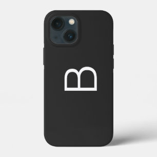 Zwarte Initiaal Letter Monogram Modern iPhone 13 Mini Hoesje