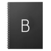 Zwarte Initiaal Letter Monogram Modern Notitieboek (Voorkant)