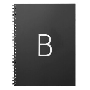 Zwarte Initiaal Letter Monogram Modern Notitieboek