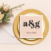 Zwarte initialen typografie perzik roze poppy brui