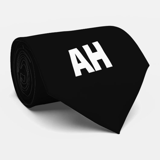 Zwarte initiële bruidsjonkers monogram gegraveerd  stropdas (Opgerold)