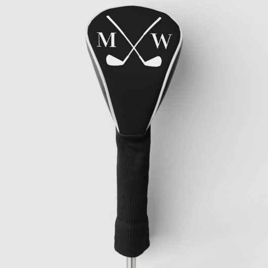 Zwarte Initiële Monogram Golfheadcover (Voorkant)