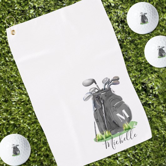 Zwarte initiële naammonogram golfhanddoek