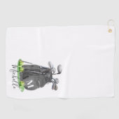 Zwarte initiële naammonogram golfhanddoek (Horizontaal)