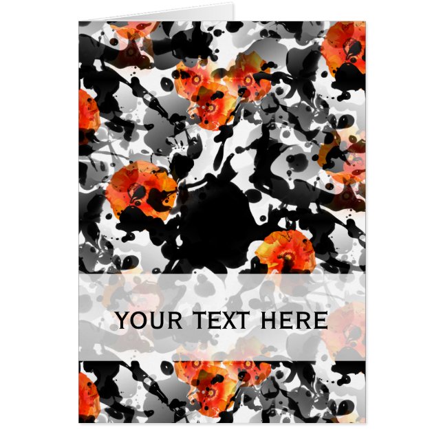 ZWARTE INK & POPPIES patroon + uw achtergrond. en  (Voorkant)