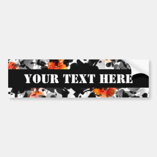ZWARTE INK & POPPIES patroon + uw achtergrond. en Bumpersticker