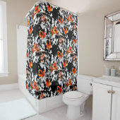 ZWARTE INK & POPPIES patroon + uw achtergrond. en  Douchegordijn (In situ)