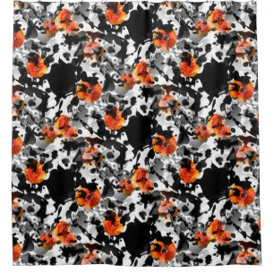 ZWARTE INK & POPPIES patroon + uw achtergrond. en Douchegordijn