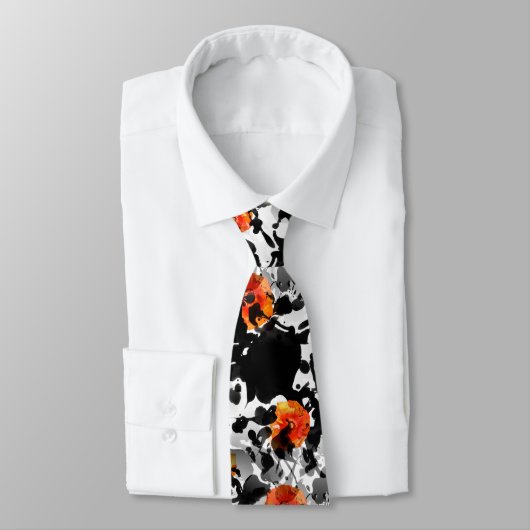 ZWARTE INK & POPPIES patroon + uw achtergrond. en Stropdas (Gebonden)