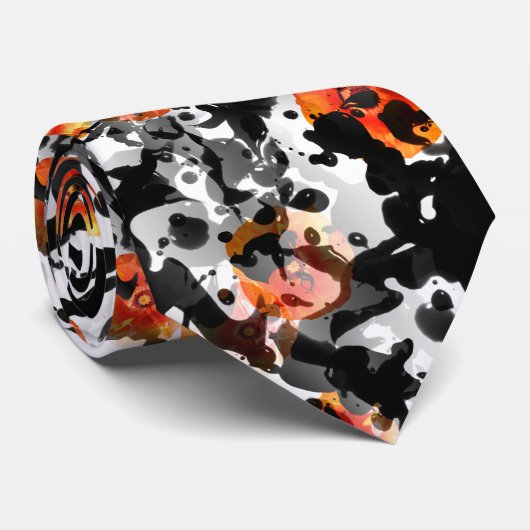 ZWARTE INK & POPPIES patroon + uw achtergrond. en Stropdas (Opgerold)