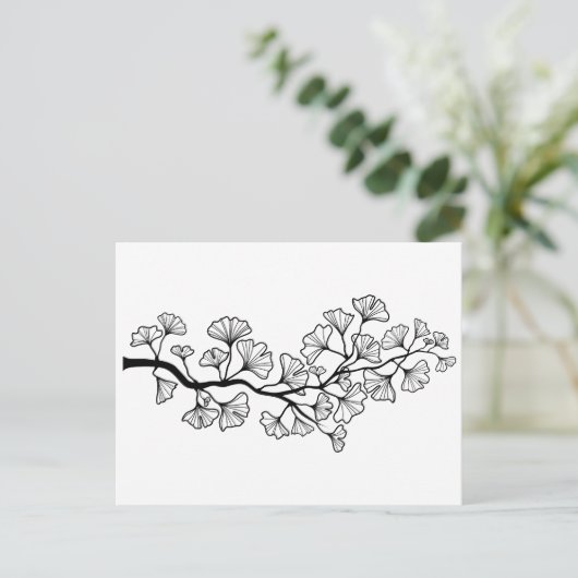 zwarte inkgoboom met bladeren briefkaart (Staand voorkant)