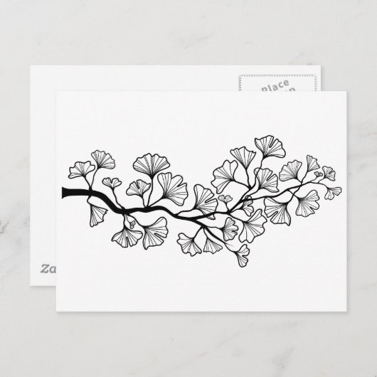 zwarte inkgoboom met bladeren briefkaart (Voorkant / Achterkant)