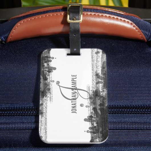 Zwarte inkt | Abstract monogram voor zwarte Waterv Bagagelabel (Voorkant Insitu 2)