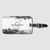 Zwarte inkt | Abstract monogram voor zwarte Waterv Bagagelabel (Voorkant (horizontaal))
