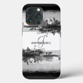 Zwarte inkt | Abstract monogram voor zwarte Waterv Case-Mate iPhone Case (Achterkant)