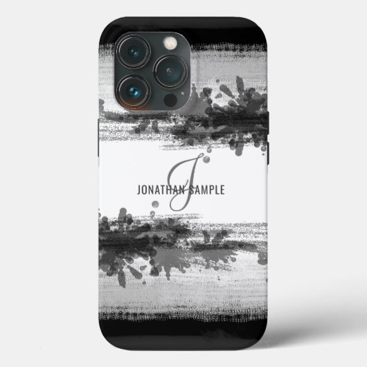 Zwarte inkt | Abstract monogram voor zwarte Waterv Case-Mate iPhone Case (Achterkant)