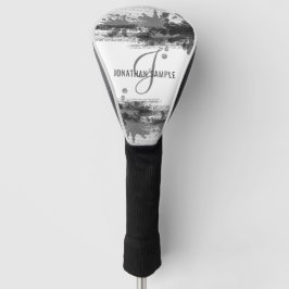 Zwarte inkt | Abstract monogram voor zwarte Waterv Golfheadcover