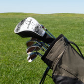 Zwarte inkt | Abstract monogram voor zwarte Waterv Golfheadcover (Insitu)