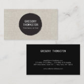Zwarte inkt Blot Circle Logo op Tan Faux Linen Visitekaartje (Voorkant / Achterkant)
