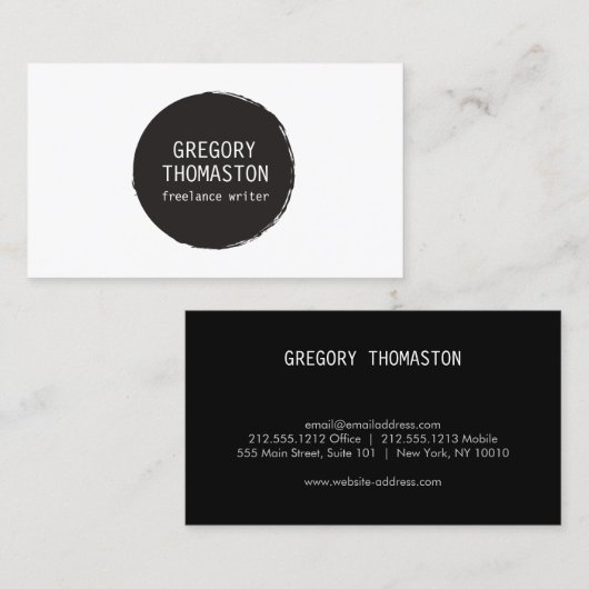 Zwarte inkt Blot Circle Logo Visitekaartje (Voorkant / Achterkant)