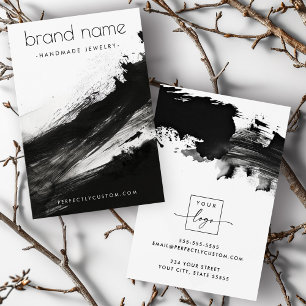 Zwarte inkt borstelstreken moderne oorbel display visitekaartje
