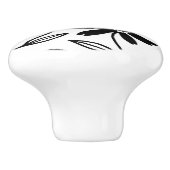 Zwarte inkt Daisies White Boho Keramische Knop (Zijkant)