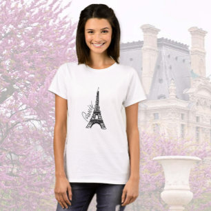 Zwarte inkt Eiffeltoren T-shirt
