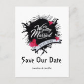 Zwarte inkt en roze roze roze roodbruin bespaart o aankondigingskaart (Voorkant)