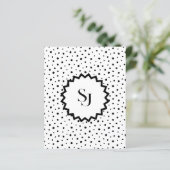 Zwarte inkt Improvisatie polka stippen Monogram. (Staand voorkant)