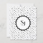 Zwarte inkt Improvisatie polka stippen Monogram. (Voorkant)