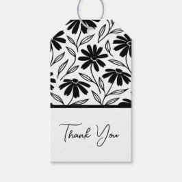Zwarte Inkt Madeliefjes Boho Bruiloftsborrel Cadeaulabel